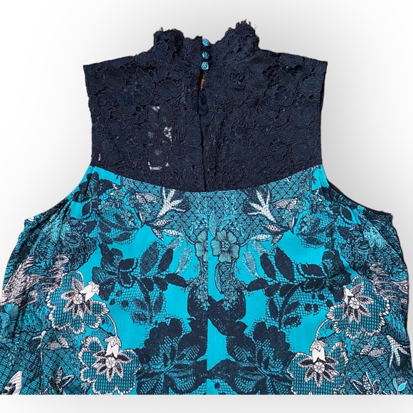 NWT Anthropologie Maeve Butterfly Lace Teal Sleeveless Swing Dress Size Small - Picture 8 of 13